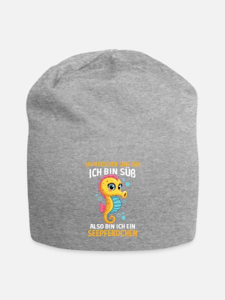 Seepferd Meeresbewohner Schwimmabzeichen Motiv - Jersey-Beanie - Grau meliert