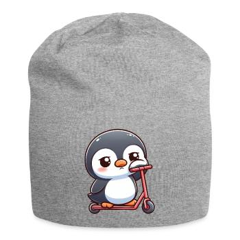 Mignon dessin animé pingouin scooter scooter ennui - Bonnet en jersey - gris chiné - Devant