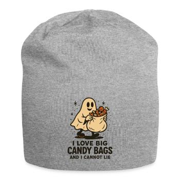 I Love Big Candy Bags Halloween Funny Saying Ghost - Jersey Beanie - heather grey - Front
