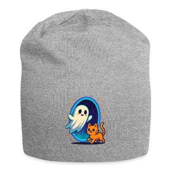 Ghost cat through star portal - Jersey Beanie - heather grey - Front