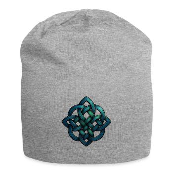 Keltischer Knoten - Jersey-Beanie - Grau meliert - Vorne