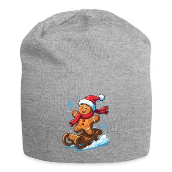Gingerbread man on the sleigh - Jersey Beanie - heather grey - Front