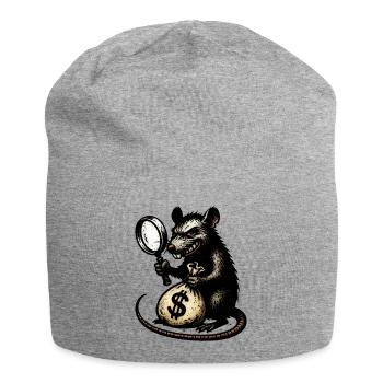 Rat with magnifying glass and money bag - Jersey Beanie - heather grey - Front