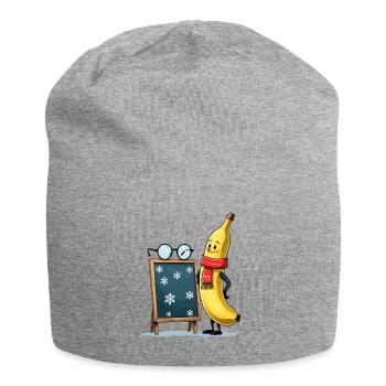 Winterbanane mit Schneeflocken-Tafel - Jersey-Beanie - Grau meliert - Vorne