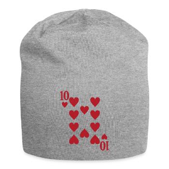 Zehn Herz Doppelkopf Karte Rome - Jersey-Beanie - Grau meliert - Vorne