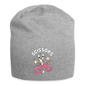 Ciseaux Pierre Papier Kawaii Ciseaux - Bonnet en jersey - gris chiné - Devant