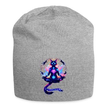 Cosmic Chakra Katze - Jersey-Beanie - Grau meliert - Vorne