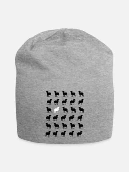 Schwarz-Weißes Schaf - Jersey-Beanie - Grau meliert
