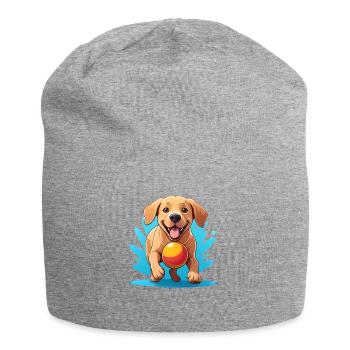 Fröhlicher Hund mit Ball Cartoon - Jersey-Beanie - Grau meliert - Vorne