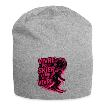 Live to Ski, Ski to Live - Jersey Beanie - heather grey - Front
