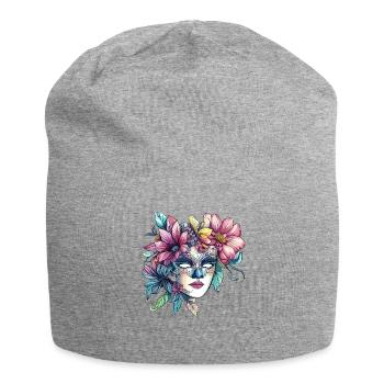 Floral mask in masquerade ball style - Jersey Beanie - heather grey - Front