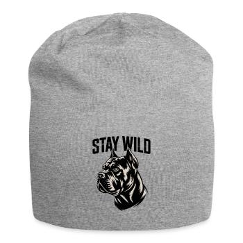 Bleib Wild Hunde Motiv Stärke - Jersey-Beanie - Grau meliert - Vorne