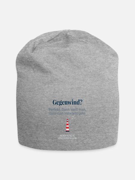 Gegenwind? Perfekt – Vorwärts geht’s! - Jersey-Beanie - Grau meliert