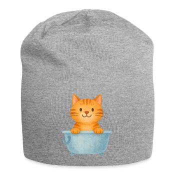 Kitten in the bathroom - Jersey Beanie - heather grey - Front