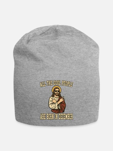 All the cool people are born in December - Jesus - Jersey-Beanie - Grau meliert