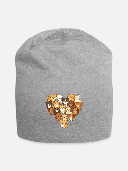 Hund Hunde Herz Liebe - Jersey-Beanie - Grau meliert