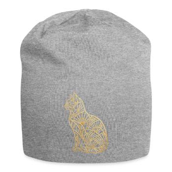 Art Deco Golden Cat - Jersey Beanie - heather grey - Front