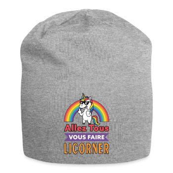 Licorne  Rebelle - allez tous vous faire - Bonnet en jersey - gris chiné - Devant
