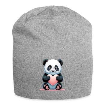 Tablette de cœur de panda - Bonnet en jersey - gris chiné - Devant
