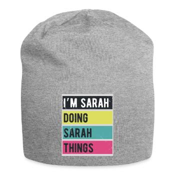 Je suis Sarah qui fait des choses rétro de Sarah - Bonnet en jersey - gris chiné - Devant