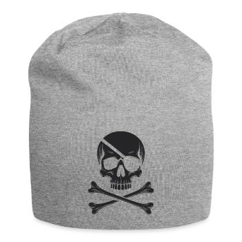 Classic Jolly Roger Pirate Skull - Jersey Beanie - heather grey - Front