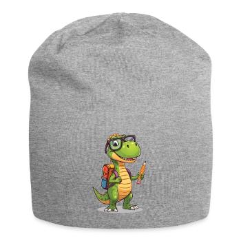 Dino-Gelehrter mit Bleistift - Jersey-Beanie - Grau meliert - Vorne