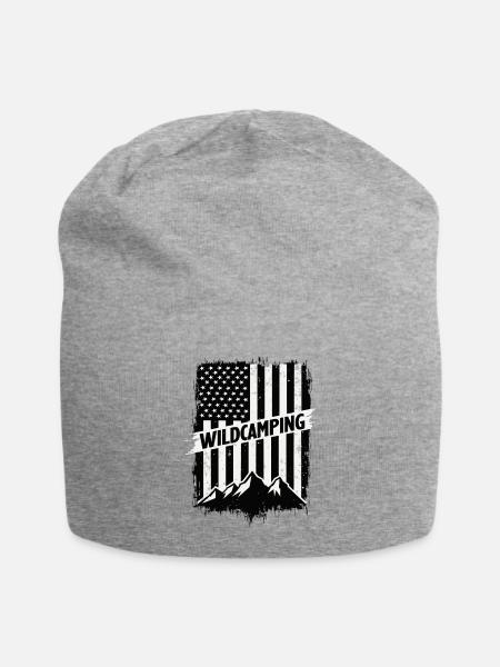 Wildcamping Abenteuer Berge USA Flagge - Jersey-Beanie - Grau meliert