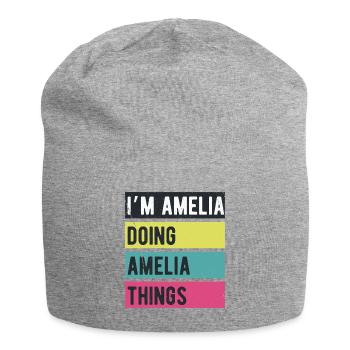 Ich bin Amelia und mache Amelia Things Retro Colors - Jersey-Beanie - Grau meliert - Vorne