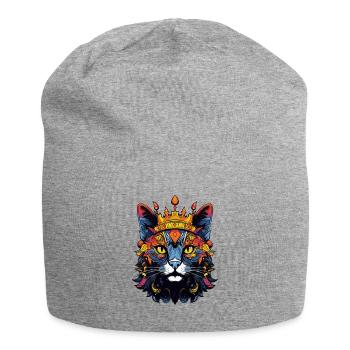 Couronne royale de chat - Bonnet en jersey - gris chiné - Devant