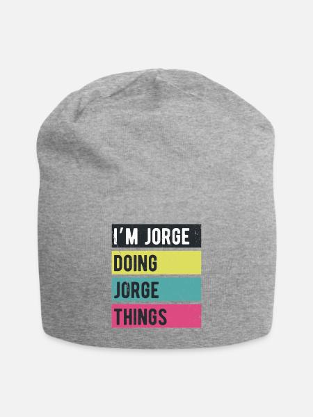 Ich bin Jorge und mache Jorge-Dinge in Retro-Farben - Jersey-Beanie - Grau meliert