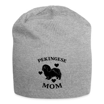Funny Pekingese Mom - Jersey Beanie - heather grey - Front