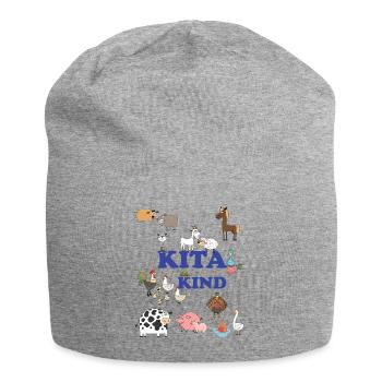 Kita Kind Tierfreunde bunte Tierwelt - Jersey-Beanie - Grau meliert - Vorne