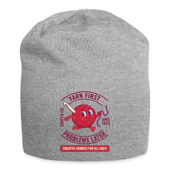 Yarn First Problems Later Funny Crochet Lover Yarn - Jersey Beanie - heather grey - Front