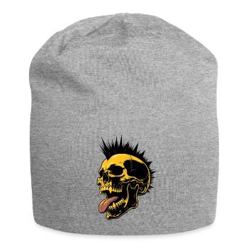 Skull Mohawk Punk Rocker Totenkopf - Jersey Beanie - heather grey - Front