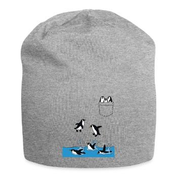 Penguin Jump Into The Water Pocket Design - Jersey Beanie - heather grey - Front