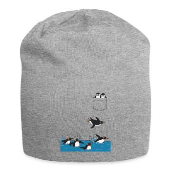 Penguin Jump Into The Water Pocket Design - Jersey Beanie - heather grey - Front