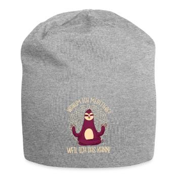 Meditierendes Faultier Yoga Spruch Meditation - Jersey-Beanie - Grau meliert - Vorne