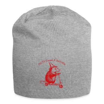 Off to Cause A Kerfuffle Funny Opossum Scooter - Jersey Beanie - heather grey - Front
