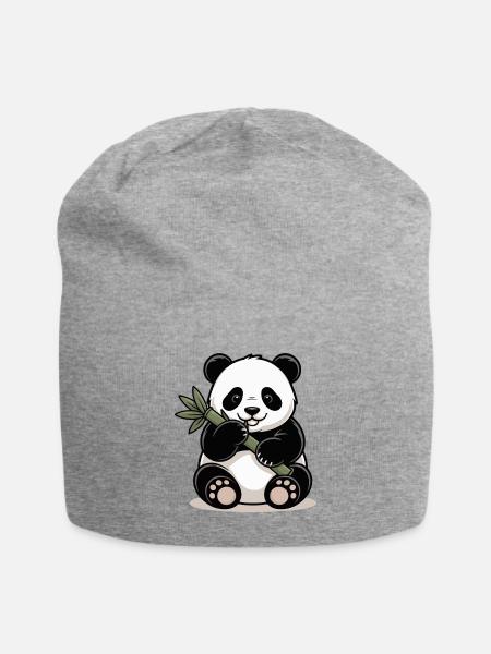 Panda Bambus - Jersey-Beanie - Grau meliert