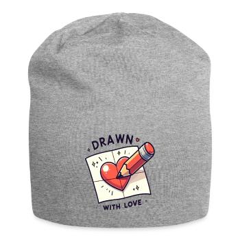 Drawn with Love Heart Sketch - Jersey Beanie - heather grey - Front