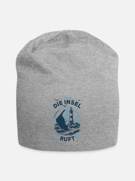 Amrum | Wenn die Insel ruft - Wellen Nordsee - Jersey-Beanie - Grau meliert