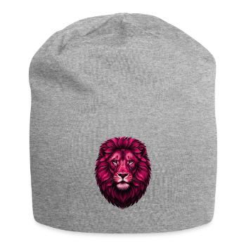 Lion rose avec crinière fleurie - Bonnet en jersey - gris chiné - Devant