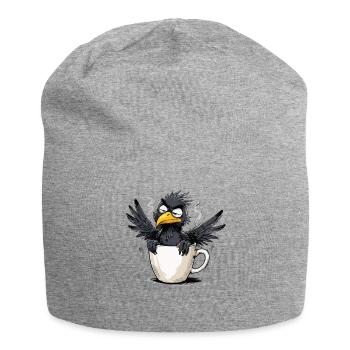 Morning grouch coffee no desire raven bad mood - Jersey Beanie - heather grey - Front