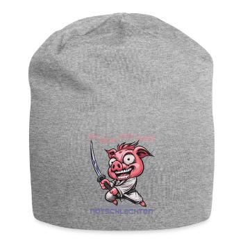 Schwein Krieger mit Katana - Jersey-Beanie - Grau meliert - Vorne