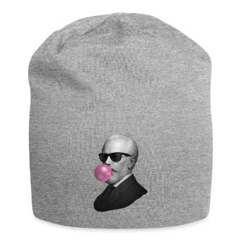Retro Gentleman with Bubblegum - Jersey Beanie - heather grey - Front