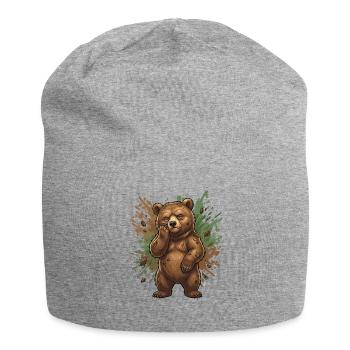 Waldbär im Schlamm - Jersey-Beanie - Grau meliert - Vorne