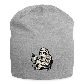 Tätowierter Faultier mit Totenkopfrose - Jersey-Beanie - Grau meliert - Vorne