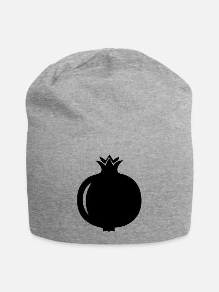 Granatapfel-Silhouette – Exotisches Fruchtdesign - Jersey-Beanie - Grau meliert