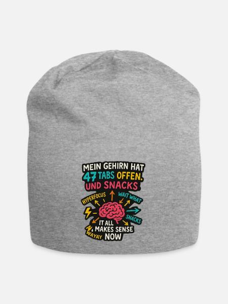 Mein Gehirn hat 47 Tabs offen Und Snacks ADHS Shir - Jersey-Beanie - Grau meliert