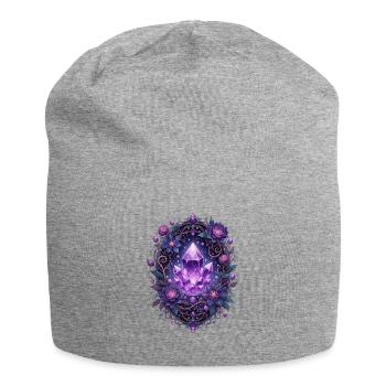 Amethystkristall im Rosenkranz - Jersey-Beanie - Grau meliert - Vorne